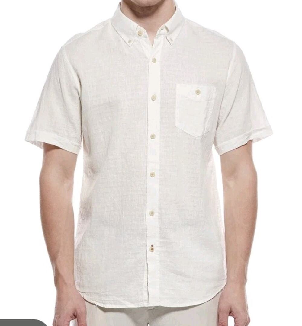 Weatherproof Vintage Shirt Mens XXL Linen‎ Blend White Hawaiian Soft #800